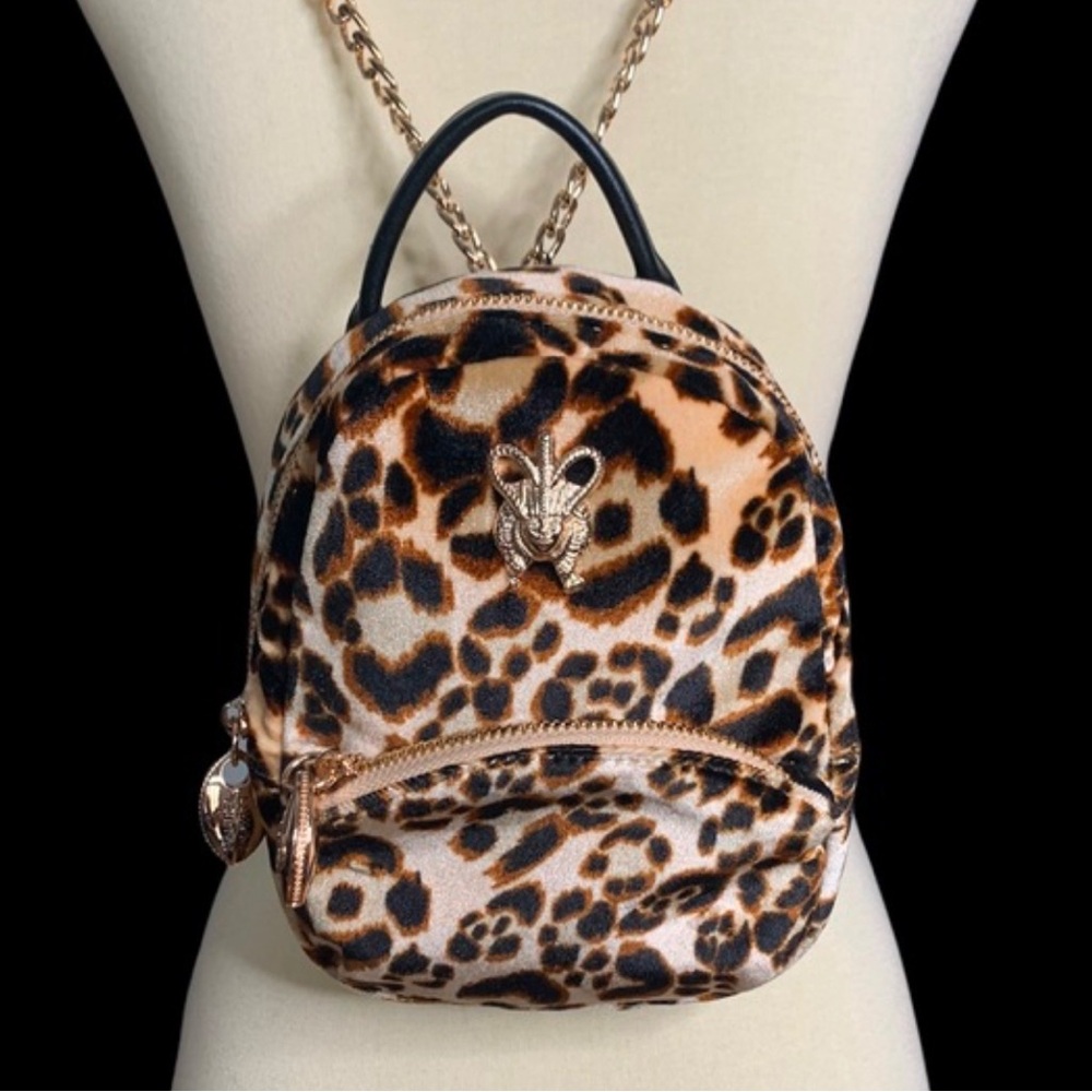 Laurel Dewitt mini velvet leopard backpack NWOT